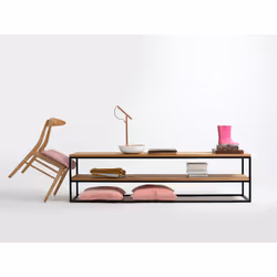 Konsola JULITA SOLID WOOD 180-2F - naturalny/czarny