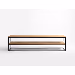 Konsola JULITA SOLID WOOD 180-2F - naturalny/czarny