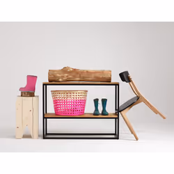 Konsola JULITA SOLID WOOD 75-2F - naturalny/czarny