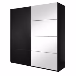 Szafa dwudrzwiowa z lustrem BETA 58 (221 cm) - czarny