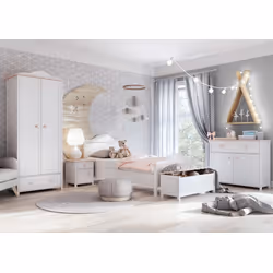 Regał z szufladą LUNA LN-02 - biały/różowy