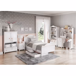Biurko LUNA LN-03 - biały/różowy
