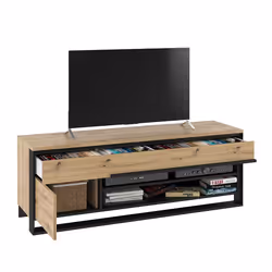 Szafka RTV z oświetleniem QUANT QA-04 - dąb artisan/czarny