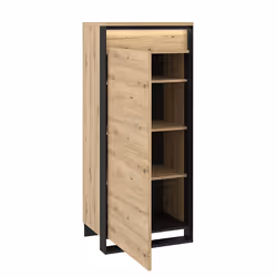 Witryna z oświetleniem QUANT QA-07 - dąb artisan/czarny