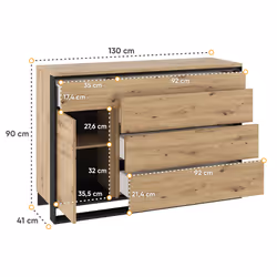 Komoda z oświetleniem QUANT QA-08 - dąb artisan/czarny