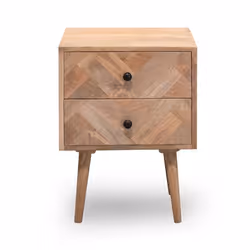 Szafka nocna 2 szuflady PARQUET - drewno mango