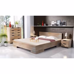 Łóżko drewniane bukowe ze skrzynią na pościel SPECTRUM Maxi&Long ST 180x220 - naturalny