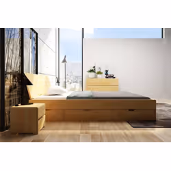 Łóżko drewniane sosnowe z szufladami VESTRE Maxi&DR 160x200 - palisander
