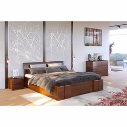 Łóżko drewniane sosnowe z szufladami VESTRE Maxi&DR 140x200 - orzech