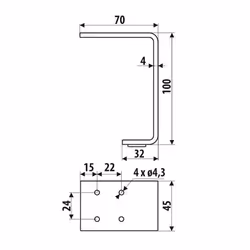 Nóżka meblowa NS32 Czarny Mat H=100 mm Stal grubość 4 mm