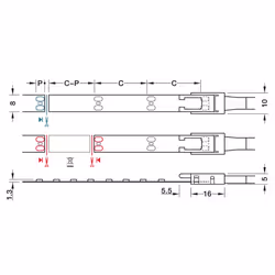 Taśma LED Häfele Loox5 2072, 12V, 8mm, 120LED/m, 2,4W/m, barwa ciepła 3000K, IP20, 5m
