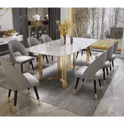 Stół ALVARO GOLD 180x90 - biały/złoty