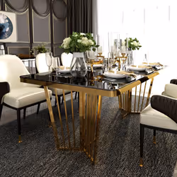 Stół ELBA Gold 180x90 - czarny/złoty