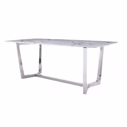 Stół WHITE CARRERA 180x90 - biały/srebrny