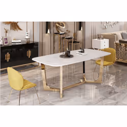 Stół WHITE CARRERA 180x90 - biały/złoty