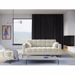 Aksamitna sofa 2-osobowa MAMAIA - czarne nogi