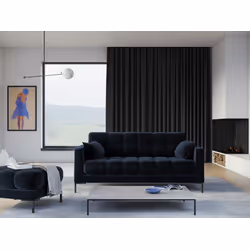 Aksamitna sofa 2-osobowa MAMAIA - czarne nogi