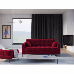 Aksamitna sofa 2-osobowa MAMAIA - czarne nogi