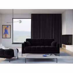 Aksamitna sofa 3-osobowa MAMAIA - czarne nogi