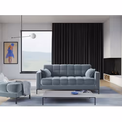 Aksamitna sofa 3-osobowa MAMAIA - czarne nogi