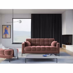 Aksamitna sofa 3-osobowa MAMAIA - czarne nogi