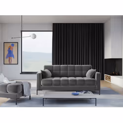 Aksamitna sofa 3-osobowa MAMAIA - czarne nogi
