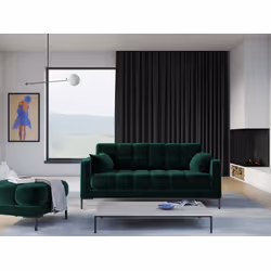 Aksamitna sofa 3-osobowa MAMAIA - czarne nogi