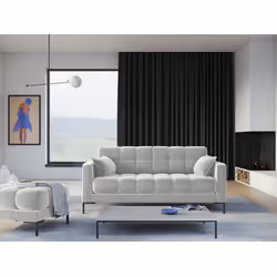 Aksamitna sofa 3-osobowa MAMAIA - czarne nogi