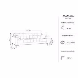Aksamitna sofa 4-osobowa MAMAIA - czarne nogi