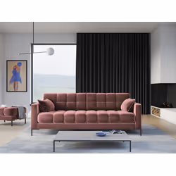 Aksamitna sofa 4-osobowa MAMAIA - czarne nogi