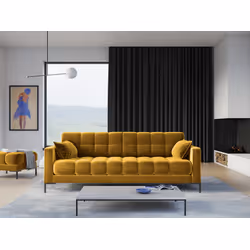 Aksamitna sofa 4-osobowa MAMAIA - czarne nogi