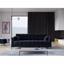 Aksamitna sofa 4-osobowa MAMAIA - czarne nogi