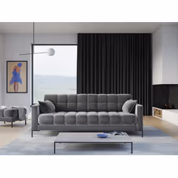 Aksamitna sofa 4-osobowa MAMAIA - czarne nogi