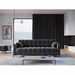Aksamitna sofa 4-osobowa MAMAIA - czarne nogi