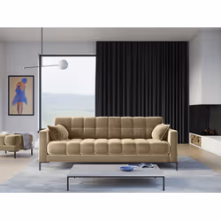Aksamitna sofa 4-osobowa MAMAIA - czarne nogi