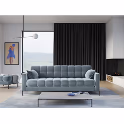 Aksamitna sofa 4-osobowa MAMAIA - czarne nogi