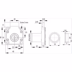 Zamek kwadratowy Siso X-850 w systemie 1 klucza - czarny / fi 19 mm