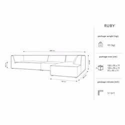 Narożnik modułowy 5-osobowy RUBY prawostronny