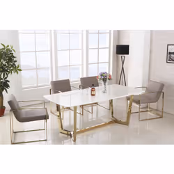 Stół WHITE CARRERA 160x90 - biały/złoty