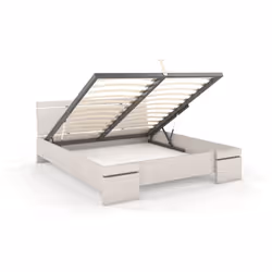 Łóżko drewniane sosnowe ze skrzynią na pościel SPARTA Maxi&ST 180x200 - biały