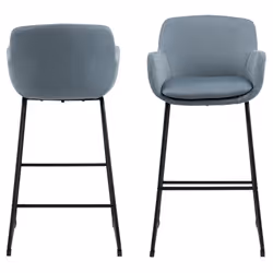 Lisa bar stool Seat dusty blue Town 89 Base metal matt black 2-Pack