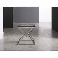 Stolik kwadratowy J066 - transparentny/srebrny