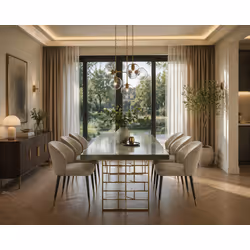 Stół ROSE HILL 10 200x90 - zielony połysk/złoty