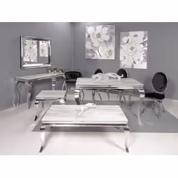 Stolik kawowy struktura marmuru CT/D306 60x60x57 cm - biały