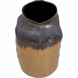 Wazon ceramiczny COLLAPSE 58 - antracyt/brązowy