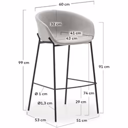 Hoker YVETTE 74 cm - jasny szary