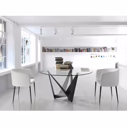 Designerski stół okrągły CT2061R 150 cm - transparentny/czarny