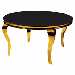 Stół okrągły glamour TH780-2 100 cm - czarny/złoty