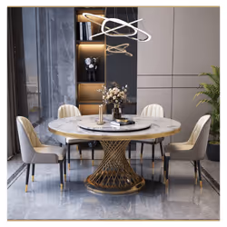 Stół okrągły EMPORIO GOLD 130 cm - biały/złoty