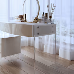 Toaletka z pufą i lustrem CRYSTAL